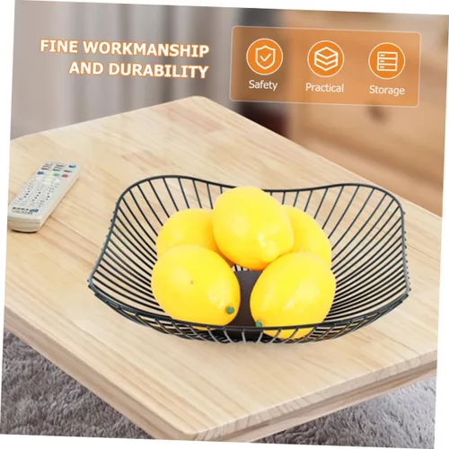 Vista 6 de Cesta de frutas de alambre para frutas, cuencos de dulces, cesta decorativa para aperitivos, cestas de almacenamiento de frutas, tazón de pan