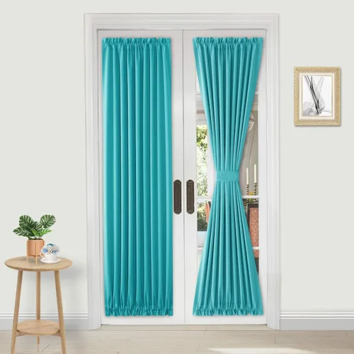 Vista 37 de DWCN Cortinas para Puertas Francesas – Cortinas opacas térmicas con bolsillo para barra para puertas con ventana de cristal, puertas de cocina