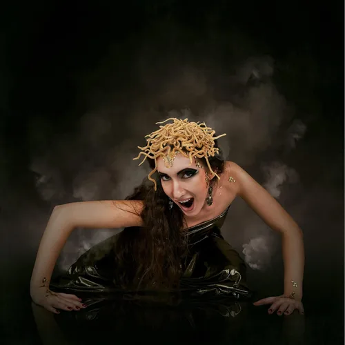 Vista 6 de Sratte Gold Snake Headpiece Medusa Accessories Egyptian Snake Headdress Decoration Women African Cosplay Costume