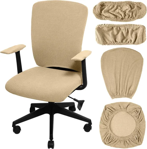 Vista 9 de Tallew Juego de 4 fundas protectoras universales para sillas de oficina, fundas de asiento elásticas para sillas de oficina, fundas para Negro