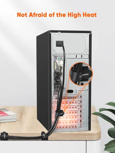 Vista 6 de CableCreation Bridas para cables, resistentes correas autoadhesivas con pegamento trasero, correas de gestión de cables, organizador de cables