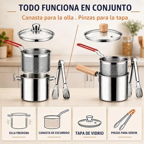 Vista 7 de Juego de ollas para freidora de acero inoxidable 304 (#A) 2026 #UN
