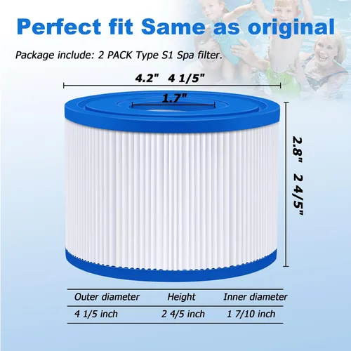 Vista 2 de KGC Paquete de 2 filtros de bañera de hidromasaje tipo VI compatibles con filtros Coleman Salu spa Lay-Z-Spa, repuesto para cartuchos de filtro