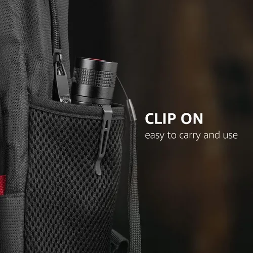 Vista 6 de Lepro Linterna LED con clip, linterna LE2050 de alto lúmenes, 5 modos de iluminación, zoomable, impermeable, linternas ligeras para emergencias