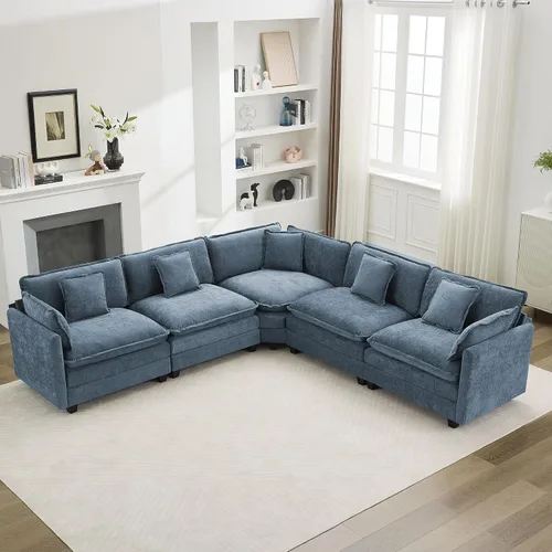 Vista 96 de Sofá modular en forma de nube de 113 pulgadas, sofás de asiento profundo de gran tamaño para sala de estar, sofá modular tapizado de chenilla