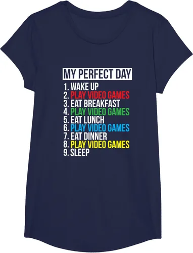 Vista 24 de My Perfect Day" - Camiseta negra de ajuste clásico, cuello redondo, manga corta, poliéster y algodón, Negro