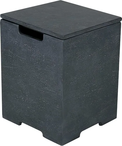 Vista 4 de AMS Chimenea Elementi Cubierta cuadrada de tanque de propano estilo Nápoles de 20 libras Base de hormigón GFRC Dimensiones: 17.3 x 17.3 x 25.6