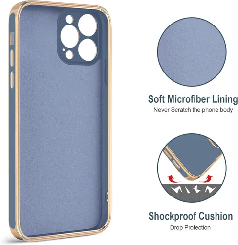 Vista 3 de Hython Funda para iPhone 13 Pro Max con soporte de anillo [soporte de anillo giratorio de 360° con soporte magnético] [borde chapado en oro rosa]