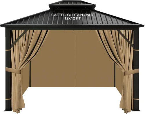 Vista 14 de slashome - Cortinas impermeables para gazebo de 10'x10', para exteriores, negras, universales, de repuesto, 4 paneles, paredes laterales