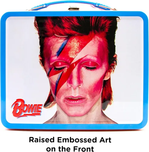 Vista 3 de AQUARIUS David Bowie Aladdin Sane - Caja de almacenamiento de lata resistente con mango de plástico y cubierta frontal en relieve, mercancía