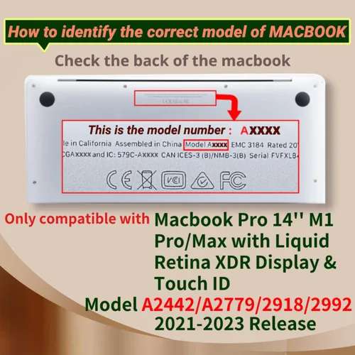 Vista 3 de Funda protectora compatible con MacBook Pro de 14 pulgadas 2021 M1 Pro/Max modelo A2442, carcasa rígida de plástico para laptop con cubierta