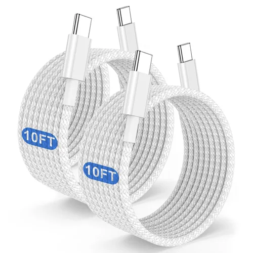 Vista 10 de Cable de carga rápida USB C a C de 240 W de largo de 10 pies, cable de carga tipo C a C para Apple iPhone 17 Pro Max/17 Air/16 Pro Max/16 Plus/15