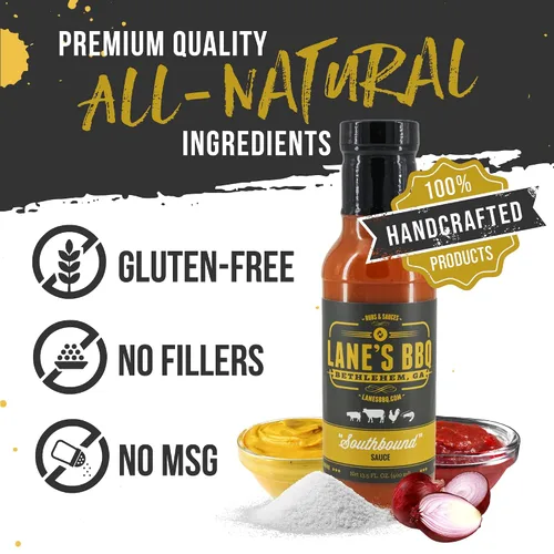 Vista 4 de Lane's Southbound Carolina Mustard BBQ Sauce, South Carolina BBQ Mustard Sauce, la mejor salsa BBQ perfecta para sándwiches y hamburguesas, 13.5