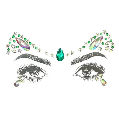 Vista 8 de 8 calcomanías faciales de piedras preciosas para festivales de música, fiestas de vacaciones, joyas de cara con diamantes de imitación para 8 piezas