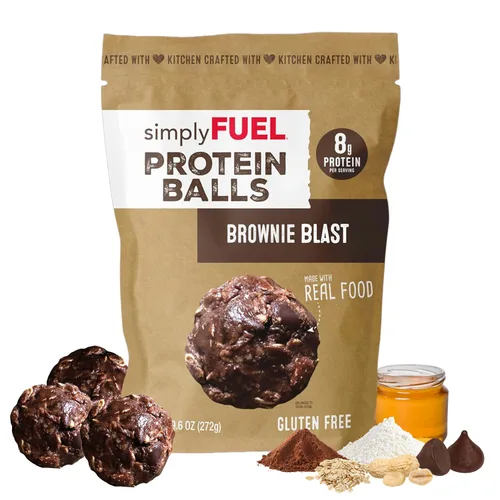 Vista 15 de simplyFUEL - Bolas de proteína de alimentos integrales con probióticos, bocadillos de chocolate y almendras y coco, 0.28 oz de proteína, bolas