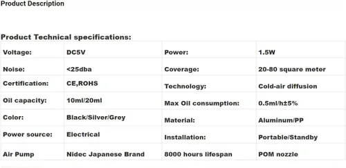 Vista 6 de Diffuser for Essential Oil, Battery Operated Car Diffsuer, 0.7 Fl Oz/ 20mL Mini Scent Air Nebulizer Machine for Home Bedroom