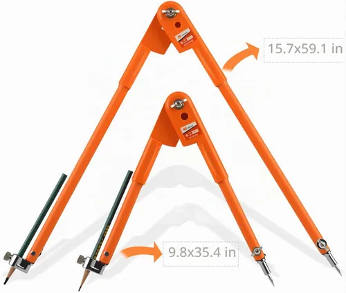 Vista 3 de Compás Profesional de Carpintería Lápiz Marcador Compás Hacedor de Círculos Escriba para Geometría (Mediano)