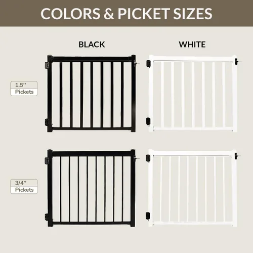 Vista 7 de Kit de puerta (estacas de 1-1/2 pulgadas, negro) Kit de puerta de cubierta de aluminio - Puerta montada en hardware integrada para terraza/patio