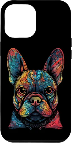 Vista 25 de iPhone 16 Colorful French Bulldog Face Frenchie Dog Lover Funny Black Case