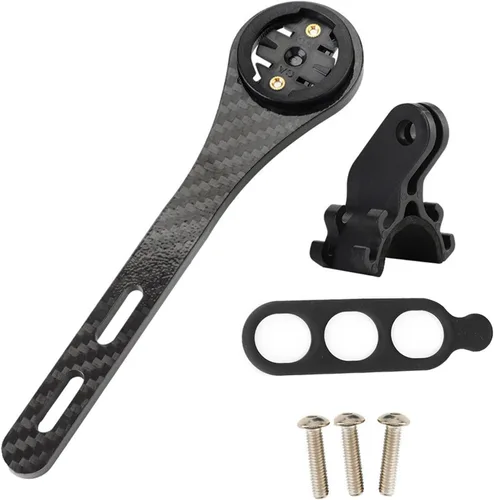 Vista 2 de Dilwe Soporte para computadora de bicicleta, Multifuncional de fibra de carbono Montaje de bicicleta Soporte de manillar integrado para y serie