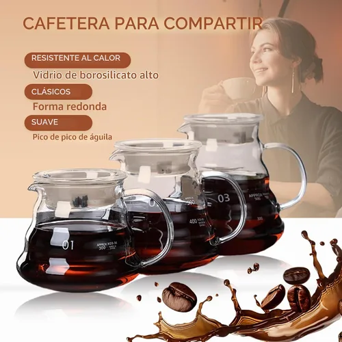 Vista 6 de Servidor de Café de Vidrio para Cafetera de Goteo, Jarra de Café de Vidrio Estándar, Cafetera con Tapa, Transparente, 02 600ml (20oz)