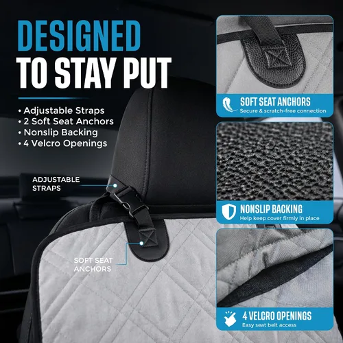Vista 4 de Bulldogology - Funda de asiento de automóvil para perro, impermeable, resistente, hamaca para perro de banco, protector de asiento trasero contra