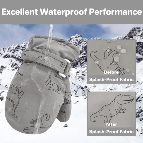Vista 4 de QikQik Guantes de invierno impermeables para niños pequeños - Guantes de nieve para bebés