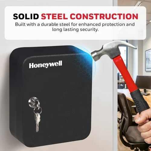 Vista 9 de Honeywell Safes & Door Locks - Caja pequeña de 24 ganchos para llaves de oficina - Caja de metal duradera que mantiene tus llaves seguras - Caja