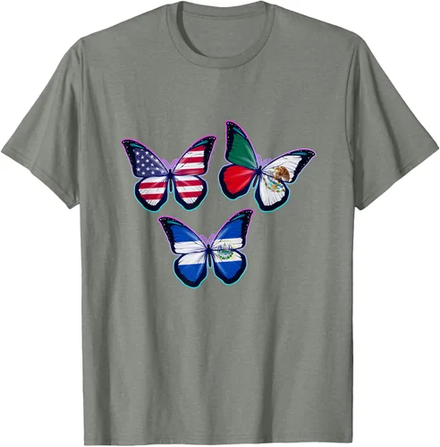 Vista 32 de Multiculti Heritage. Camiseta El Salvador México y Estados Unidos