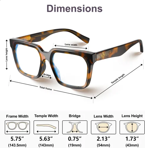 Vista 5 de VISOONE Paquete de 2 lentes rectangulares TR90 con bloqueo de luz azul para computadora con aspecto preppy para mujeres y hombres Cougar
