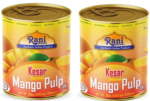 Vista 15 de Puré de pulpa de mango Rani (hace batidos de mango Lassi) Alphonso endulzado 30 onzas (1.875 libras) 29.98 oz ~ Kosher Todo natural Sin OMG