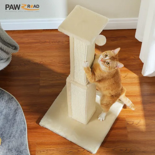 Vista 7 de PAWZ Road Poste Rascador Grande para Gatos de 32" de Alto, Poste Rascador para Gatos de Interior Adultos, Poste Rascador Definitivo con Sisal