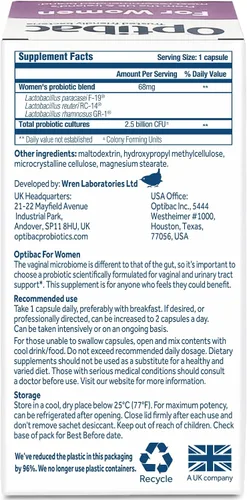 Vista 6 de Optibac Probiotics for Women - Probiótico vegano para apoyar la flora de la vagina y la salud del tracto urinario - 14 cápsulas
