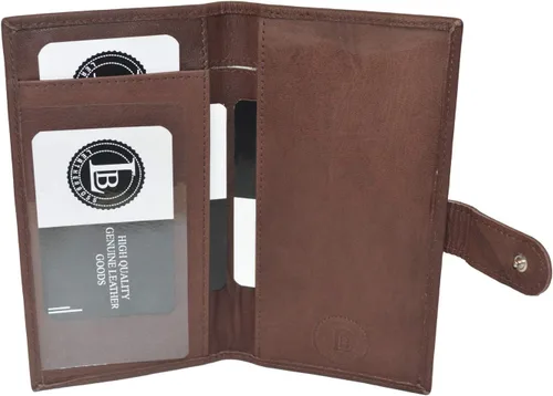 Vista 10 de Leatherboss - Funda de piel auténtica para chequera, Negro -, Cartera de viaje