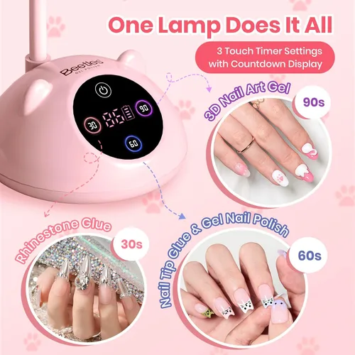 Vista 7 de Beetles - Lámpara de uñas con cuello de cisne (36 mW/cm², inalámbrica, UV, 36 mW/cm²) Rechargeable 2000mAh UV Light for Gel Nails Press on Nails