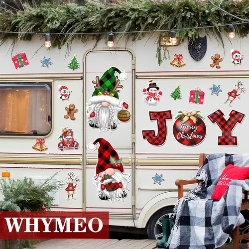 Vista 7 de Imanes de Navidad para refrigerador, 14 unidades, gnomo alegre, nevera, coche, puerta de garaje, calcomanías magnéticas para decoración