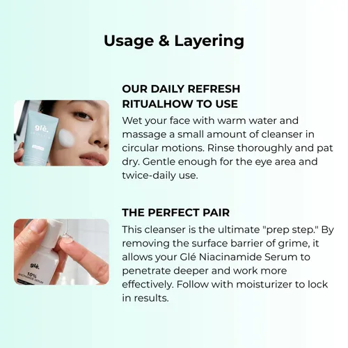 Vista 5 de Gle Skin Limpiador facial espumoso – Suave lavado de limpieza profunda de poros – Lavado facial refrescante para control de aceite, eliminación