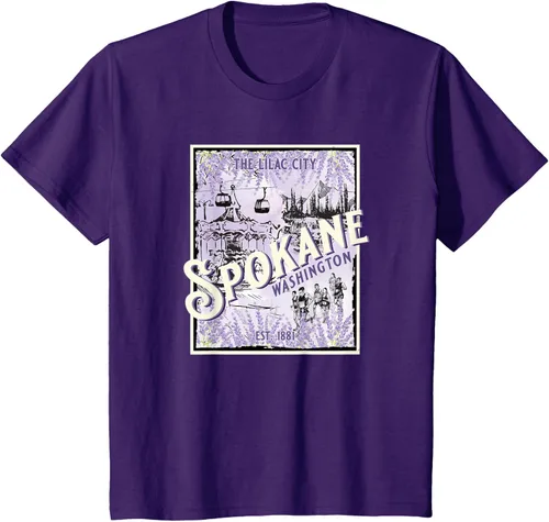 Vista 17 de Camiseta vintage Spokane Washington The Lilac City Carousel Waterfall, Negro