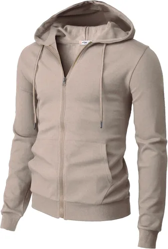 Vista 46 de H2H Sudadera con capucha y cremallera para hombre, ligera, de manga larga, básica, ajustada, de algodón, con bolsillo Cmohol048-gris