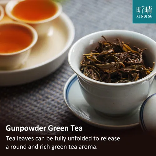 Vista 4 de Xin Qing - Té verde de pólvora, té de pólvora Zhu Cha, té de perlas de hojas sueltas, 7.05 onzas