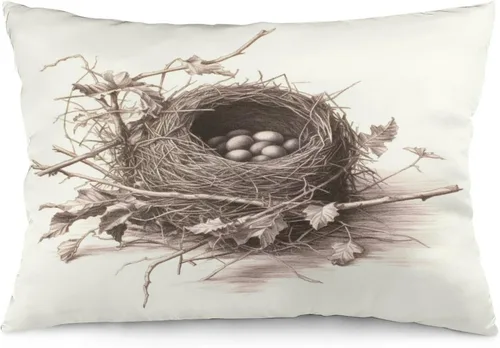 Vista 8 de Funda de almohada rústica de 12 x 20 pulgadas, diseño de cabaña en el bosque, súper suave, funda de cojín impresa de doble cara, funda de almohada