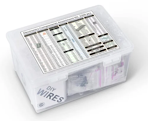 Vista 6 de Kit surtido de componentes, bolsa de agarre, IC, Opamp,Resistencias, Condensadores de poliéster, LED, PCB, diodos, transistores, 2200 piezas