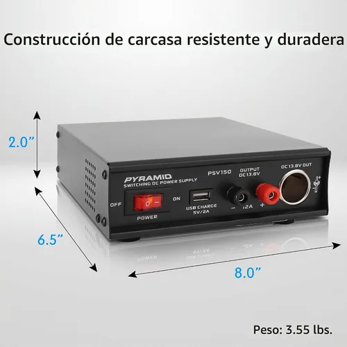 Vista 7 de Pyramid Convertidor universal de fuente de alimentación AC-DC 12V: entrada de CA dual de 115/230V, puerto USB, terminal de tornillo para encendedor