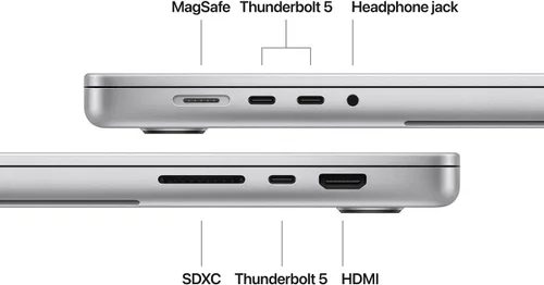 Vista 5 de Apple MacBook Pro de 16.2 pulgadas con chip M4 Max, finales de 2024 - Plata, 16 núcleos/40 núcleos, pantalla estándar, 64 GB, SSD de 1 TB