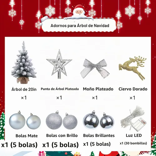 Vista 2 de KOIUEYW Mini árbol de Navidad preiluminado, pequeño árbol de Navidad artificial con luces, decoración preiluminada para mesa, hogar, cafetería