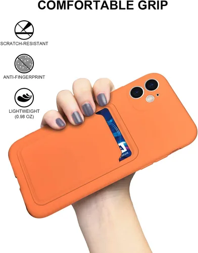 Vista 4 de Funda de silicona compatible con iPhone 11 de 6.1 pulgadas, funda protectora que absorbe los golpes con soporte para tarjetas, funda delgada suave