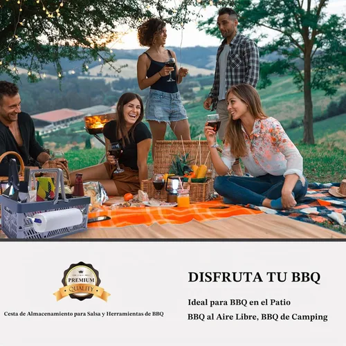 Vista 5 de Cesta de Almacenamiento de Salsa BBQ y Herramientas Rilltowpe: más conveniente para llevar herramientas de salsa BBQ al aire libre, en la playa