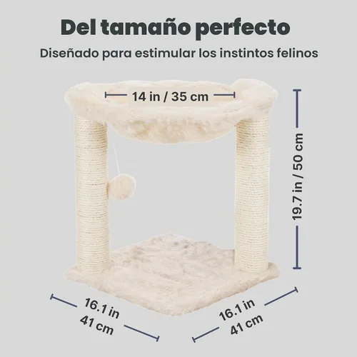 Vista 3 de TRIXIE Baza Poste Rascador con Hamaca Base de 16 pulgadas, Crema, Pequeño