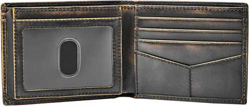 Vista 31 de Fossil Billetera plegable de cuero para hombre con ventana de identificación abatible para hombres