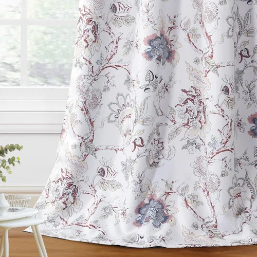 Vista 14 de H.VERSAILTEX Cortinas opacas de 63 pulgadas de largo, juego de 2 paneles de cortinas con estampado floral para sala de estar, cortinas de ventana